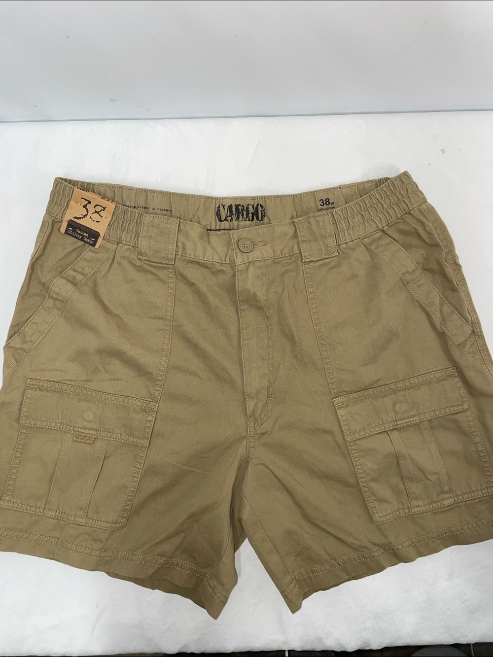 ROUNDTREE & YORKE MENS WASHED UTILITY CARGO SHORTS FTL-07-205